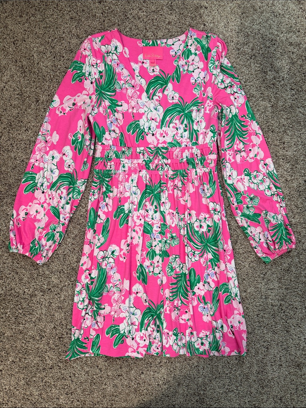 Lilly Pulitzer Pink Floral Long Sleeve Dress
